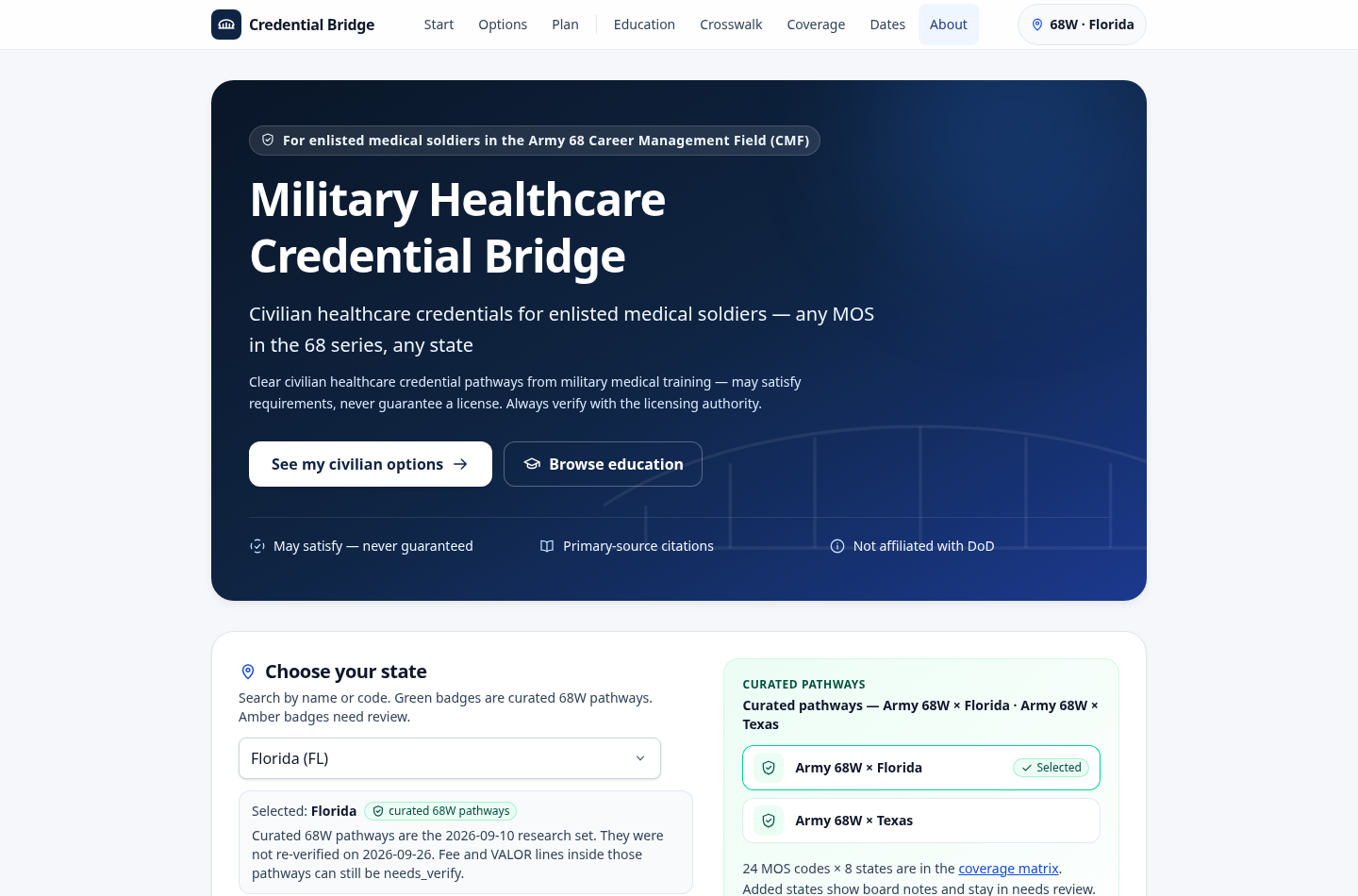 Military Healthcare Credential Bridge screenshot